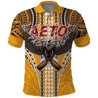 Samoa Pago Pago Aeto Polo Shirt Bald Eagle with Polynesian Art Tattoos - Polynesian Pride