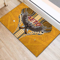 Samoa Pago Pago Aeto Rubber Doormat Bald Eagle with Polynesian Art Tattoos - Polynesian Pride