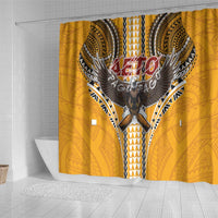 Samoa Pago Pago Aeto Shower Curtain Bald Eagle with Polynesian Art Tattoos - Polynesian Pride