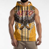 Samoa Pago Pago Aeto Sleeveless Zip Hoodie Bald Eagle with Polynesian Art Tattoos - Polynesian Pride