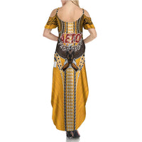 Samoa Pago Pago Aeto Summer Maxi Dress Bald Eagle with Polynesian Art Tattoos - Polynesian Pride