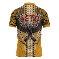 American Samoa Pago Pago Aeto Zipper Polo Shirt Bald Eagle with Polynesian Art Tattoos LT03 - Polynesian Pride