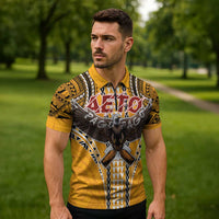 American Samoa Pago Pago Aeto Zipper Polo Shirt Bald Eagle with Polynesian Art Tattoos LT03 - Polynesian Pride