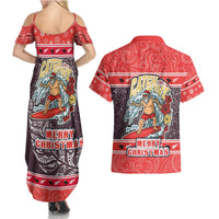 new-zealand-christmas-couples-matching-summer-maxi-dress-and-hawaiian-shirt-santa-catch-the-wave-maori-pattern-retro-style