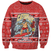 new-zealand-christmas-sweatshirt-santa-catch-the-wave-maori-pattern-retro-style