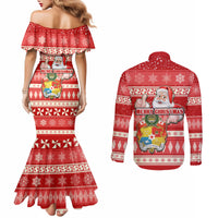 tonga-christmas-couples-matching-mermaid-dress-and-long-sleeve-button-shirts-the-santa-coat-of-arms-with-ngatu-and-snow-pattern