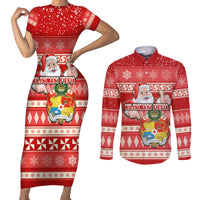 tonga-christmas-couples-matching-short-sleeve-bodycon-dress-and-long-sleeve-button-shirts-the-santa-coat-of-arms-with-ngatu-and-snow-pattern