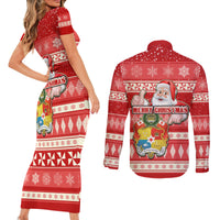 tonga-christmas-couples-matching-short-sleeve-bodycon-dress-and-long-sleeve-button-shirts-the-santa-coat-of-arms-with-ngatu-and-snow-pattern
