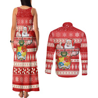 tonga-christmas-couples-matching-tank-maxi-dress-and-long-sleeve-button-shirts-the-santa-coat-of-arms-with-ngatu-and-snow-pattern