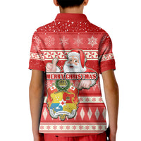 Tonga Christmas Kid Polo Shirt The Santa Coat of Arms with Ngatu and Snow Pattern LT03 - Polynesian Pride
