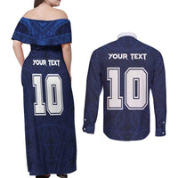 Custom Rugby Toa Samoa Couples Matching Off Shoulder Maxi Dress and Long Sleeve Button Shirt Champions Six Eight Five - Polynesian Pride