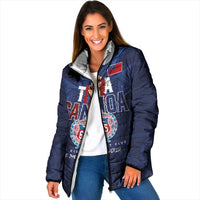 Custom Rugby Toa Samoa Padded Jacket Champions Six Eight Five LT03 Women Blue - Polynesian Pride