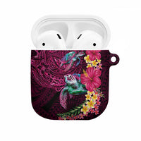 Hawaiian Plumeria and Hibiscus with Turtles AirPods Case Polynesian Art Red Color - Polynesian Pride