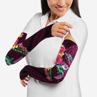Hawaiian Plumeria and Hibiscus with Turtles Arm Sleeves Polynesian Art Red Color LT03 - Polynesian Pride