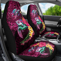 Hawaiian Plumeria and Hibiscus with Turtles Car Seat Cover Polynesian Art Red Color - Polynesian Pride