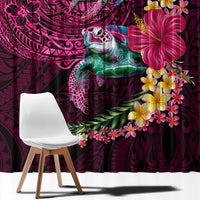 Hawaiian Plumeria and Hibiscus with Turtles Window Curtain Polynesian Art Red Color - Polynesian Pride