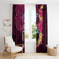Hawaiian Plumeria and Hibiscus with Turtles Window Curtain Polynesian Art Red Color - Polynesian Pride