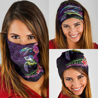 Hawaiian Plumeria and Hibiscus with Turtles Neck Gaiter Polynesian Art Purple Color - Polynesian Pride