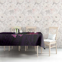 Hawaiian Plumeria and Hibiscus with Turtles Tablecloth Polynesian Art Purple Color - Polynesian Pride