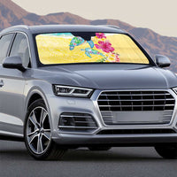 Hawaiian Tropical Plants Turtles Auto Sun Shade Watercolor Style - Polynesian Pride