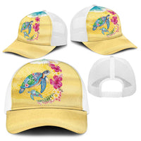 Hawaiian Tropical Plants Turtles Baseball Net Cap Watercolor Style - Polynesian Pride