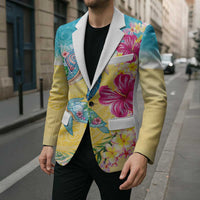 Hawaiian Tropical Plants Turtles Blazer Watercolor Style - Polynesian Pride