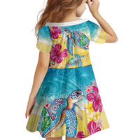 Hawaiian Tropical Plants Turtles Family Matching Mermaid Dress and Hawaiian Shirt Watercolor Style - Polynesian Pride