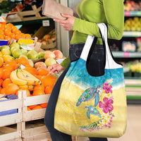 Hawaiian Tropical Plants Turtles Grocery Bag Watercolor Style - Polynesian Pride