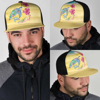 Hawaiian Tropical Plants Turtles Mesh Trucker Cap Watercolor Style - Polynesian Pride
