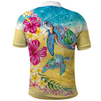 Hawaiian Tropical Plants Turtles Polo Shirt Watercolor Style - Polynesian Pride