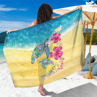 Hawaiian Tropical Plants Turtles Sarong Watercolor Style - Polynesian Pride