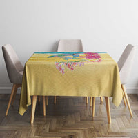 Hawaiian Tropical Plants Turtles Tablecloth Watercolor Style - Polynesian Pride