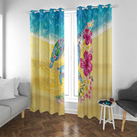 Hawaiian Tropical Plants Turtles Window Curtain Watercolor Style - Polynesian Pride