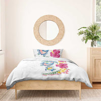 Hawaiian Abstract Art Turtles Bedding Set with Plumeria and Hibiscus - Polynesian Pride