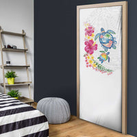 Hawaiian Abstract Art Turtles Door Cover with Plumeria and Hibiscus - Polynesian Pride