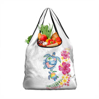 Hawaiian Abstract Art Turtles Grocery Bag with Plumeria and Hibiscus - Polynesian Pride