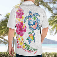 Hawaiian Abstract Art Turtles Hawaiian Shirt with Plumeria and Hibiscus - Polynesian Pride