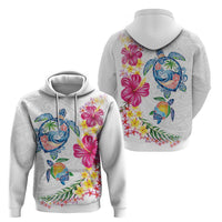 Hawaiian Abstract Art Turtles Hoodie with Plumeria and Hibiscus - Polynesian Pride