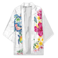 Hawaiian Abstract Art Turtles Kimono with Plumeria and Hibiscus - Polynesian Pride