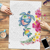 Hawaiian Abstract Art Turtles Puzzle with Plumeria and Hibiscus - Polynesian Pride