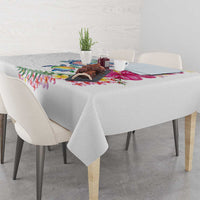 Hawaiian Abstract Art Turtles Tablecloth with Plumeria and Hibiscus - Polynesian Pride