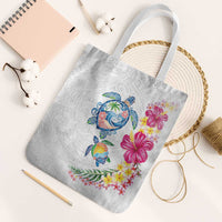 Hawaiian Abstract Art Turtles Tote Bag with Plumeria and Hibiscus - Polynesian Pride