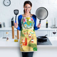 Hawaiian Mele Kalikimaka Apron Tropical Plumeria and Lei Funny Santa Beach - Polynesian Pride
