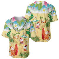 Hawaiian Mele Kalikimaka Baseball Jersey Tropical Plumeria and Lei Funny Santa Beach LT03 - Polynesian Pride