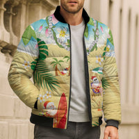 Hawaiian Mele Kalikimaka Bomber Puffer Jacket Tropical Plumeria and Lei Funny Santa Beach LT03 - Polynesian Pride