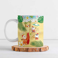 Hawaiian Mele Kalikimaka Ceramic Mug Tropical Plumeria and Lei Funny Santa Beach - Polynesian Pride