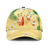 Hawaiian Mele Kalikimaka Classic Cap Funny Santa Claus on Beach with Tropical Plants and Lei - Polynesian Pride