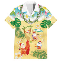 Hawaiian Mele Kalikimaka Family Matching Off Shoulder Maxi Dress and Hawaiian Shirt Tropical Plumeria and Lei Funny Santa Beach - Polynesian Pride