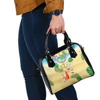 Hawaiian Mele Kalikimaka Shoulder Handbag Tropical Plumeria and Lei Funny Santa Beach LT03 - Polynesian Pride