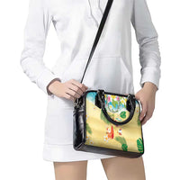Hawaiian Mele Kalikimaka Shoulder Handbag Tropical Plumeria and Lei Funny Santa Beach LT03 - Polynesian Pride